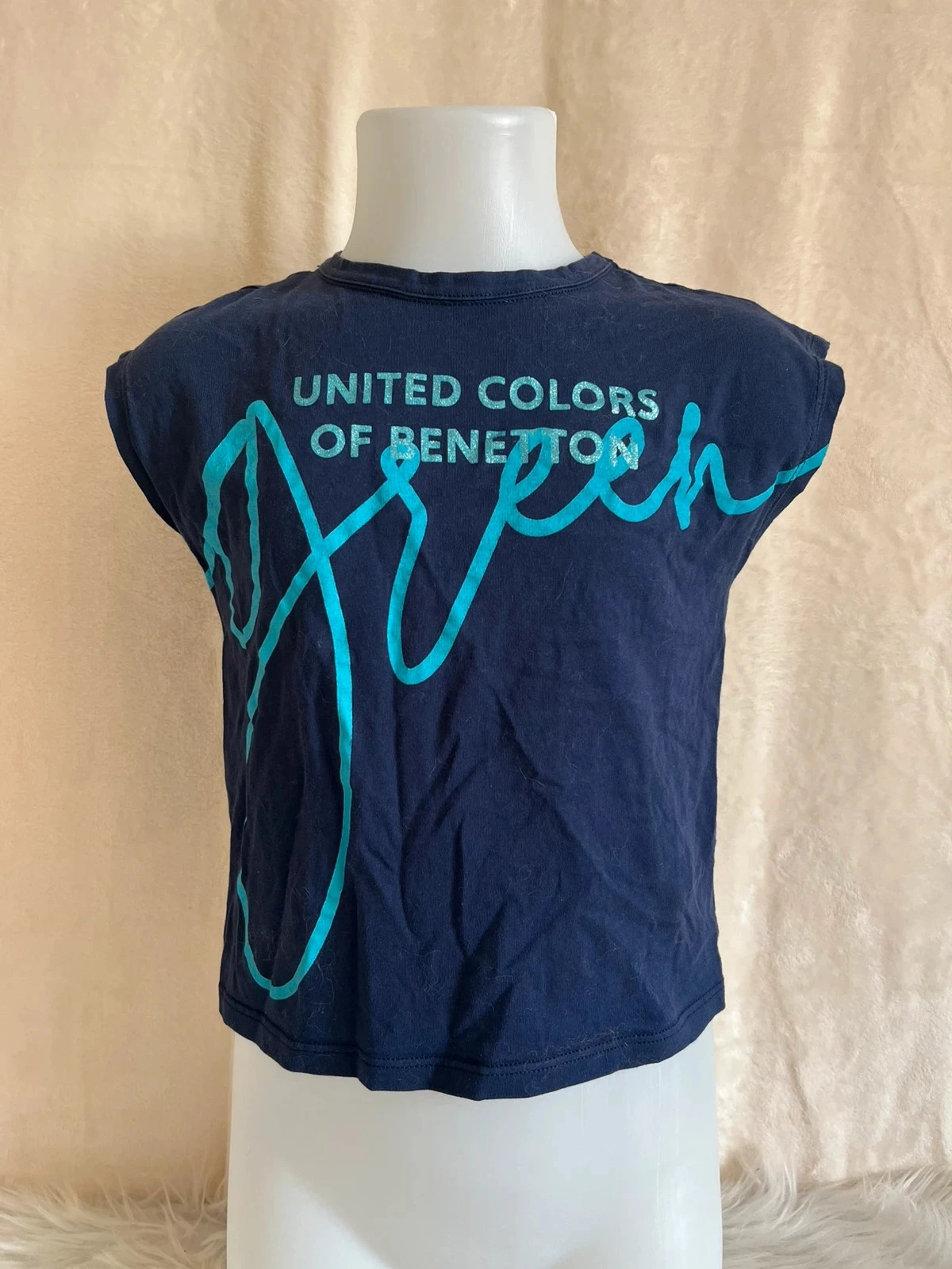 t-shirt fille benetton stylé bleu 4/5 ans 💙